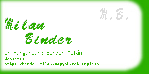 milan binder business card